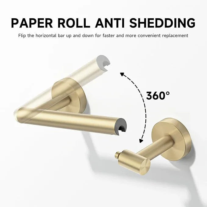 BWE Brushed Gold Toilet Paper Holder Wall Mounted Double Post Pivoting Toilet Tissue Holders SUS 304 Stainless Steel Toilet Roll Holder for Bathroom Kitchen and RV Washroom - ModernBath