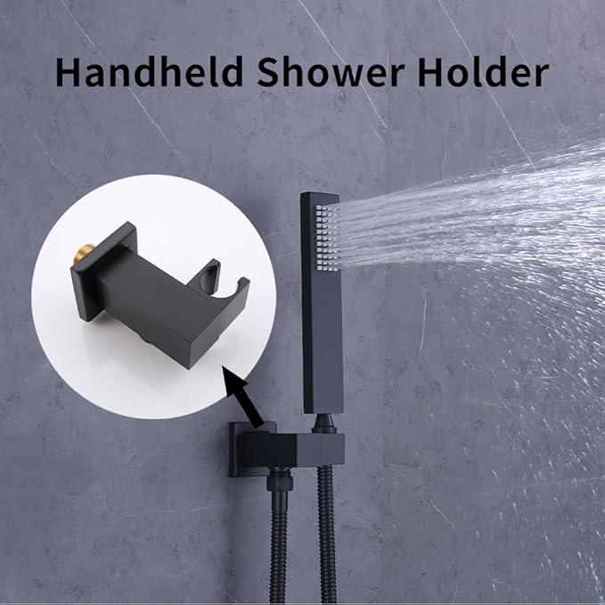 AYIVG Bathroom All Brass Wall Mount Adjustable Hand held ShowerHead Holder Bracket , Black Finish - ModernBath