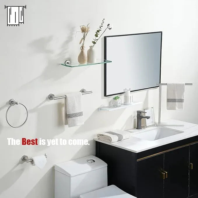 JQK Towel Ring, 304 Stainless Steel Hand Towel Holder for Bathroom, Brushed Finished Wall Mount, TR130-BN - ModernBath