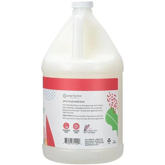 Ginger Lily Farms Botanicals All-Purpose Liquid Hand Soap Refill, 100% Vegan & Cruelty-Free, Apple Pear Scent, 1 Gallon (128 fl. oz.) - ModernBath