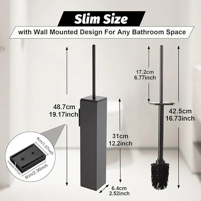 BGL Toilet Brush and Holder Set Gun Grey Wall Mounted for Bathroom Square Design - ModernBath