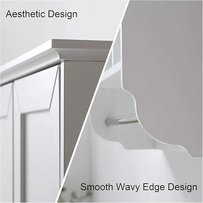 White Bathroom Wall Cabinet with Towel Bar,Wooden Medicine Cabinet Adjustable Shelves,23x32 Inch Kitchen Cabinet,Over Toilet Storage Cabinet for Bathroom,Kitchen,Laundry - ModernBath