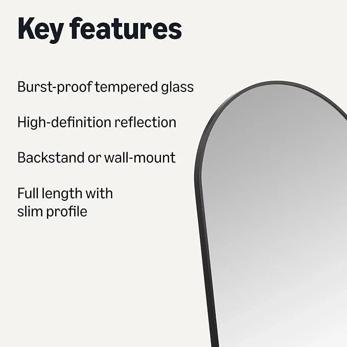 Amazon Basics Full Length Floor Mirror, 59 x 16 x 0.55 inches, Black - ModernBath