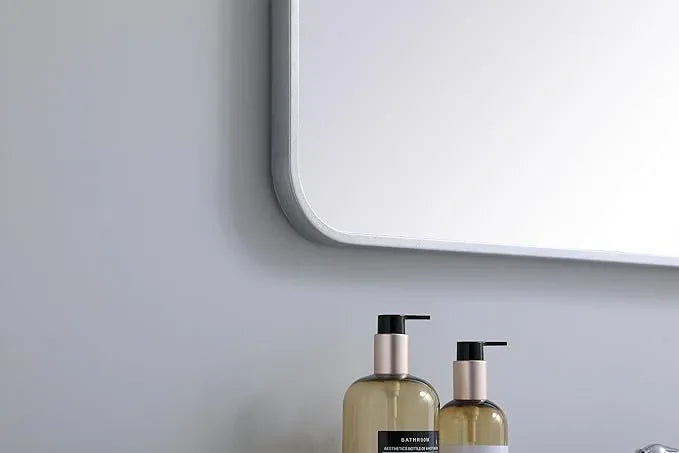 ARS Concepts Aura, Soft Corner Metal Rectangular Mirror 22X40 Inch in, Modern, Silver - ModernBath