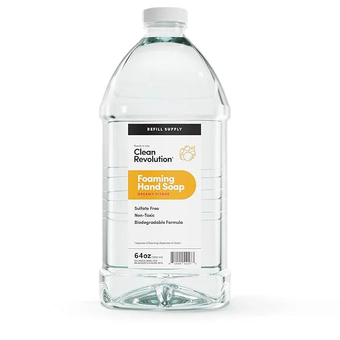 Clean Revolution Foaming Hand Soap Refill Supply Container. Ready to Use Formula. Dreamy Citrus Fragrance, 64 Fl Oz - Made in USA - ModernBath