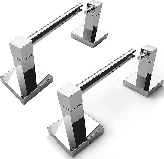 Ruacq Toilet Paper Holder Chrome 2 Pack Double Post Pivoting Square Tissue Holders Roll Holder Hangers Toilet Paper Stand Stainless Steel and Zinc Alloy Modern Wall Mounted - ModernBath