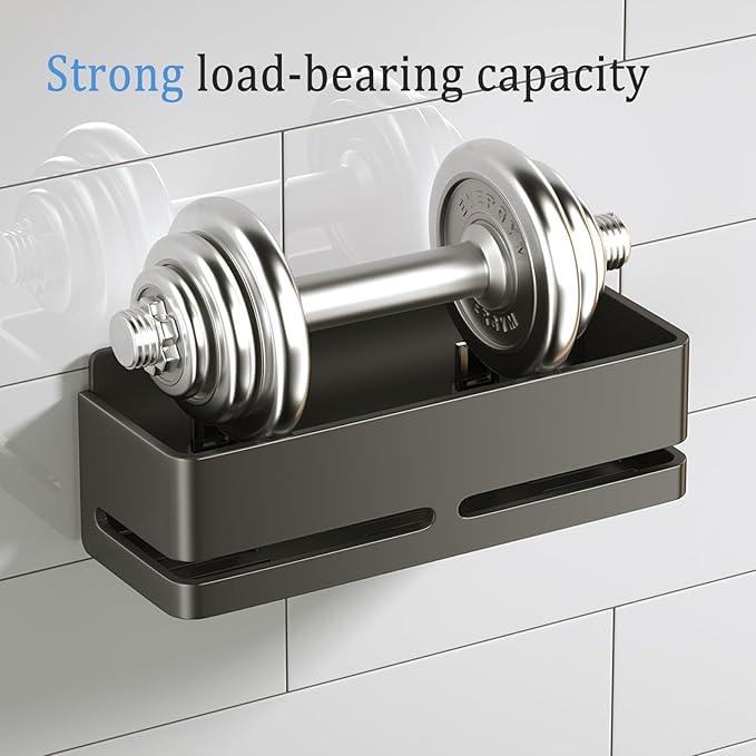 Bathroom Storage Rack (5-Piece Set), Wall-Mounted Shelf with soap Dish and Toothbrush Holder, no Drilling Required, Ideal for Bathroom Storage and Also Suitable for Kitchen (Grey) - ModernBath