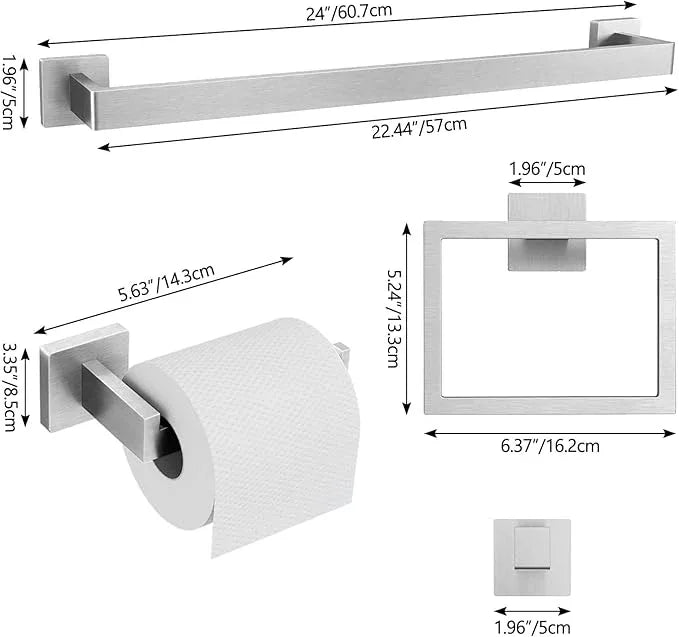 20-Piece Brushed Nickel Bathroom Hardware Set, 24 Inch Bath Towel Bar Set, Stainless Steel Wall Mounted Towel Rack for Bathroom - ModernBath