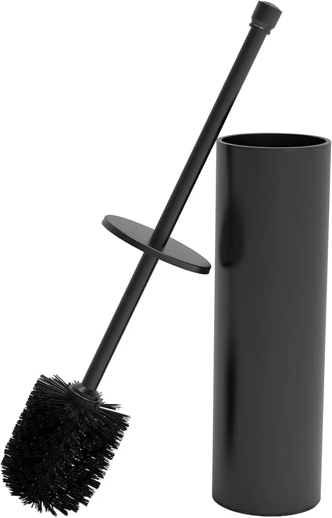 WZKALY Toilet Brush and Holder Set, Toilet Bowl Brush for Bathroom with Long Handle, Stainless Steel Toilet Cleaner Brush with Durable Scrubbing Bristles,Splash-Proof (Matte Black) - ModernBath