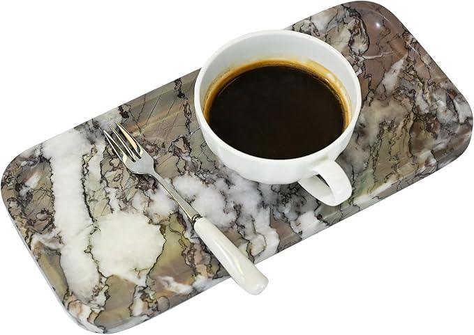 SWRONP Marble Tray for Kitchen Counter,Stone Tray for Bathroom Countertop,Coffee Table,Vanity Decor Trays,Small Dresser Storage for Perfumes,Candles,Jewelry(Violet) - ModernBath
