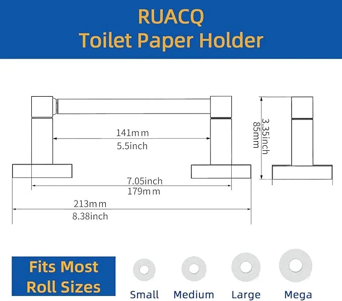 Ruacq Toilet Paper Holder Brushed Nickel 2 Pack Double Post Pivoting Square Tissue Holders Roll Holder Hangers Toilet Paper Stand Stainless Steel and Zinc Alloy Modern Wall Mounted - ModernBath