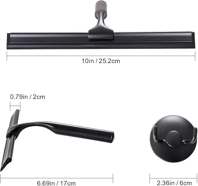 Ettori Shower Squeegee for Glass Doors, Squeegee for Shower Glass Door, Window and Car Glass, Mirrors - All-Purpose Stainless Steel Squeegee, 10 Inches and Black - ModernBath
