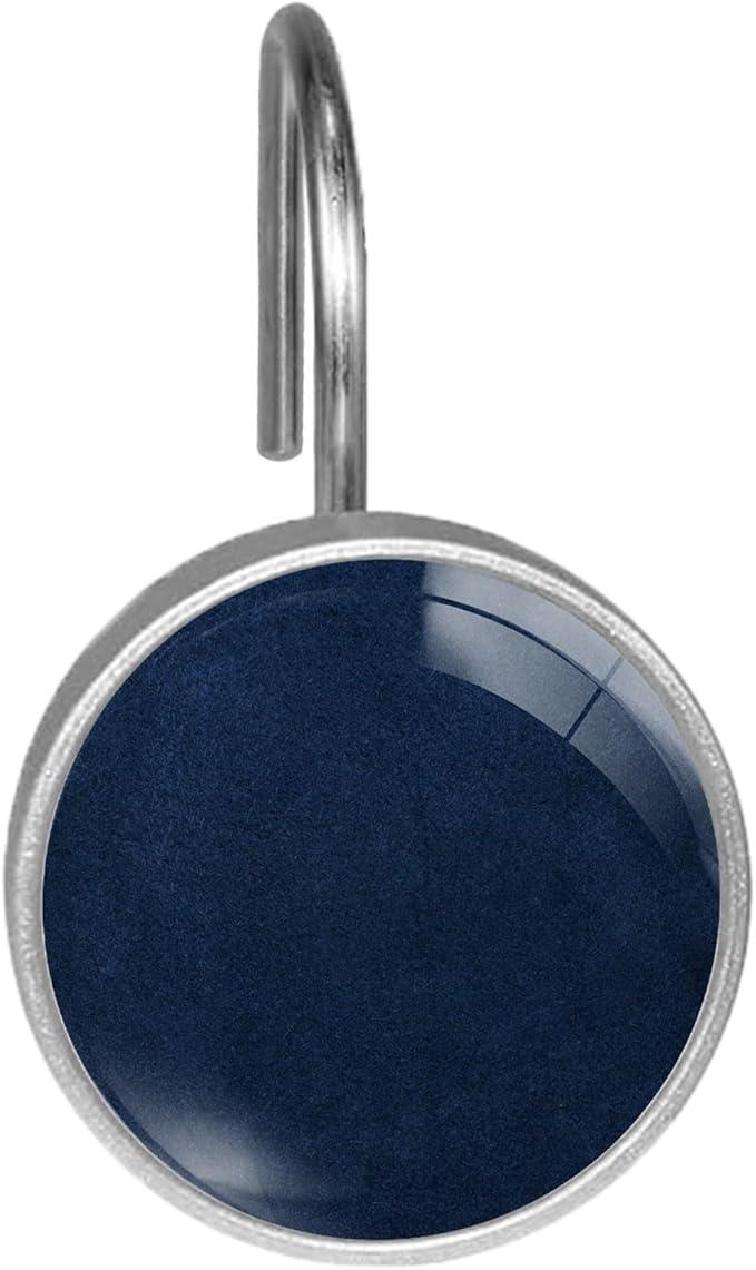 Navy Blue Shower Curtain Hooks Set of 12 Rustproof Metal Decorative Shower Hooks for Curtains Rods Solid Color Shower Curtain Rings for Bathroom Living Room Bedroom - ModernBath