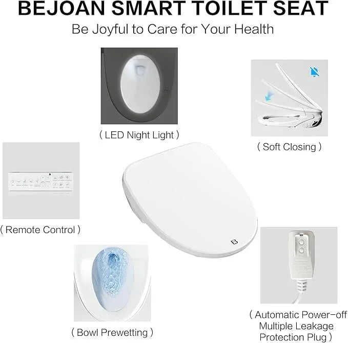 Bejoan Elongated Bidet Toilet Seat X5, Electric Heated Bidet with Soft Close, Bidet Attachment for Toilet Warm Water with Air Purification - ModernBath