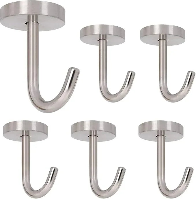 NearMoon Coat Hooks, Wall Mount Hooks for Hanging Hat Hurse Robe, 304 Stainless Steel Heavy Duty Towel Hangers for Bathroom Livingroom Kitchen-Ceiling Hook, 6 Pack (2 Inch, Brushed Nickel) - ModernBath