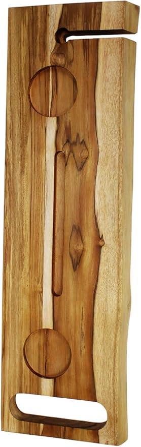 EcoDecors Eleganto 42" Live Edge Solid Teak Bath Caddy Tray with Handle, Book & Tablet Holder, Wine Glass Holders, Luxury Bathtub Tray - ModernBath