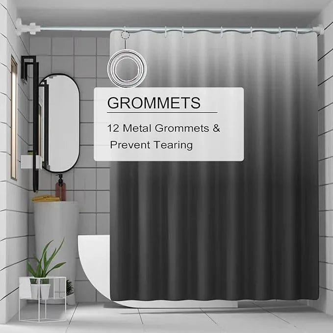TIKABC Shower Curtain Liner, 4G PEVA Shower Liner, Plastic Waterproof Shower Curtains, with Grommet Holes and 3 Magnetic Weights(Gradient Grey) - ModernBath