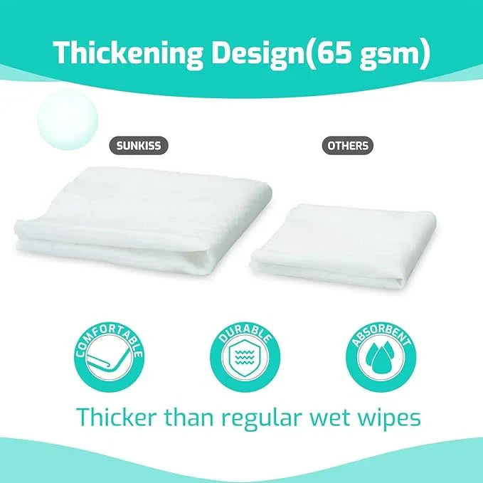 SUNKISS Trustplus Wet Wipes for Adult No Rinse, Extra Large 8”x12” Body Cleaning Washcloths for Elderly Incontinence & Cleansing, Unscented, 200 Count (4 Packs of 50) - ModernBath