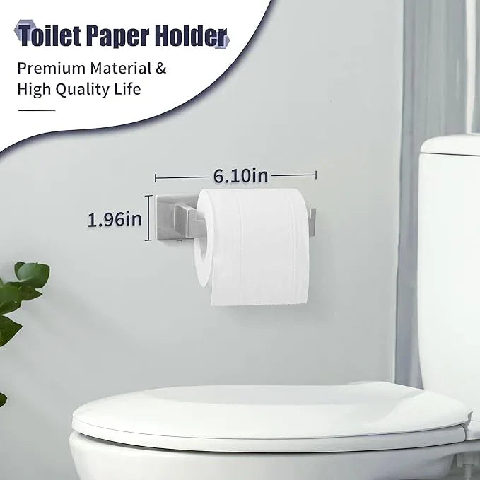 Bathroom Accessories Towel Bar Set: 10 Pieces Brushed Nickel Square Bathroom Hardware SUS304 Stainless Steel - Wall Mounted Towel Rack&Toilet Paper Holder&Towel Ring and Towel Hook - ModernBath