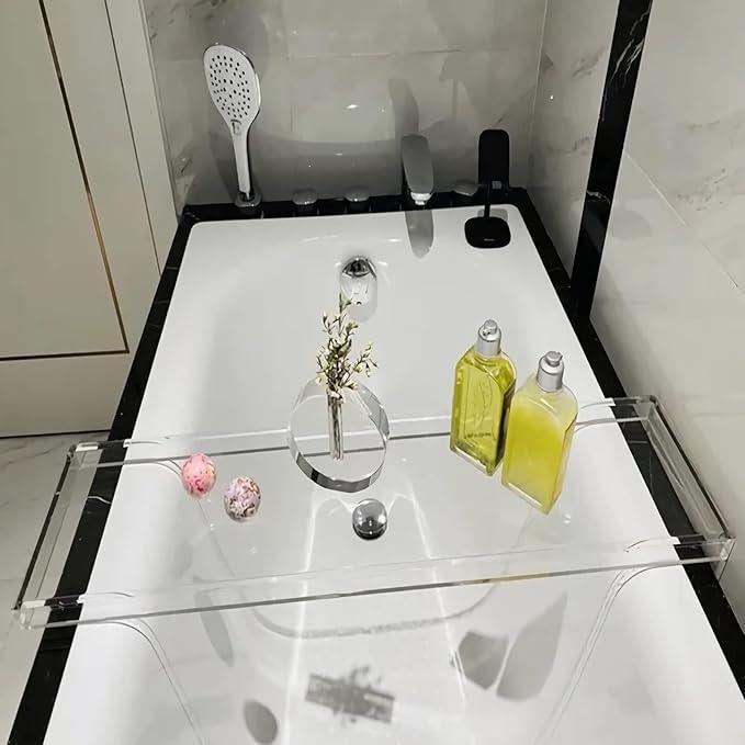 Clear Acrylic Bathtub Tray – Waterproof & Stylish Bath Caddy | Luxury Tub Tray for Relaxation (29.9" x 7.87" x 1.18") - ModernBath