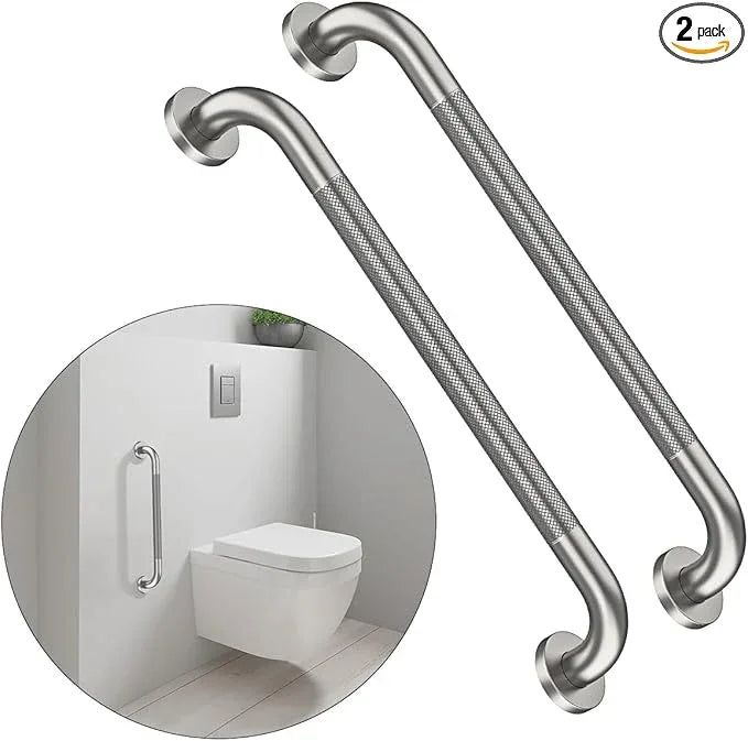 24 Inch Anti Slip Shower Grab Bar, Munzong 2 Pack Stainless Steel Bathroom Grab Bar, Brushed Nickel Knurled Bathroom Balance Bar,Safety Hand Rail Support Handicap Elderly Senior Assist Bath Handle - ModernBath