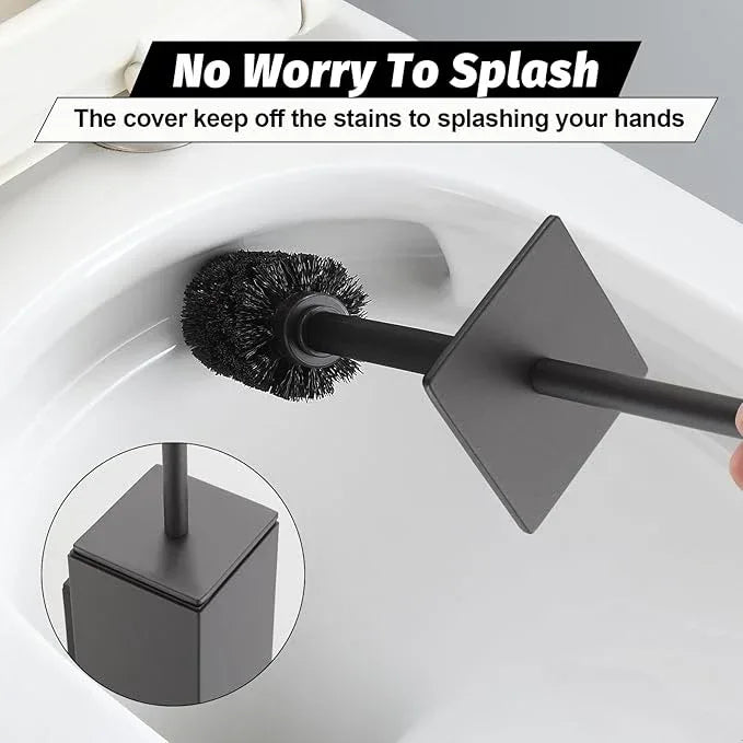 BGL Toilet Brush and Holder Set Gun Grey Wall Mounted for Bathroom Square Design - ModernBath