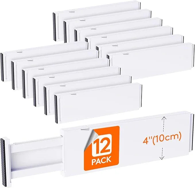 Lifewit 12 Pack Drawer Dividers Plastic 4" High, 13.5-22" Adjustable Drawer Organizers for Clothes, Expandable Dresser Separators in Bedroom/Bathroom/Kitchen/Fridge/Office Organization and Storage - ModernBath