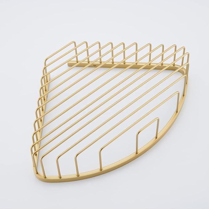 Bathroom Shower Caddy Corner Shelf Basket, Corner-Hollow Design, Ultra Sturdy Rust-Proof Stainless Steel Shelf Organizer Shampoo Holder, Wall Mounted Storage Rack for Bathroom, Brushed Gold - ModernBath