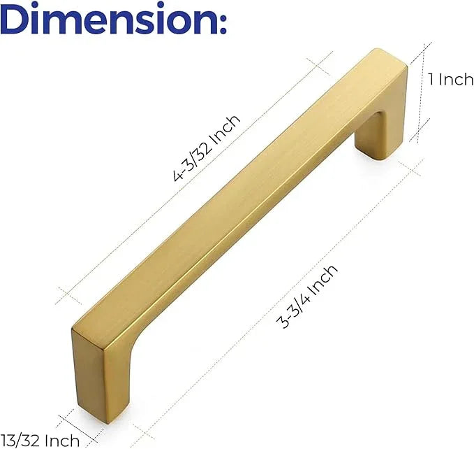 Ravinte 25 Pack Solid 3-3/4 Inch Kitchen Square Cabinet Handles Brushed Brass Cabinet Pulls Drawer Pulls Kitchen Cupboard Hardware Handles - ModernBath