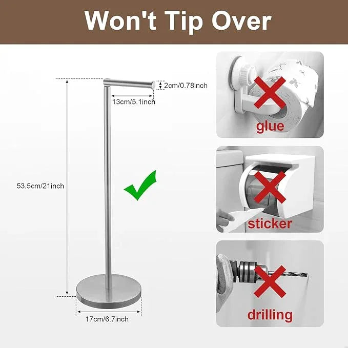 Toilet Paper Holder Stand, Chrome 304 Stainless Steel,Free Standing for Bathroom,Weighted Base - ModernBath