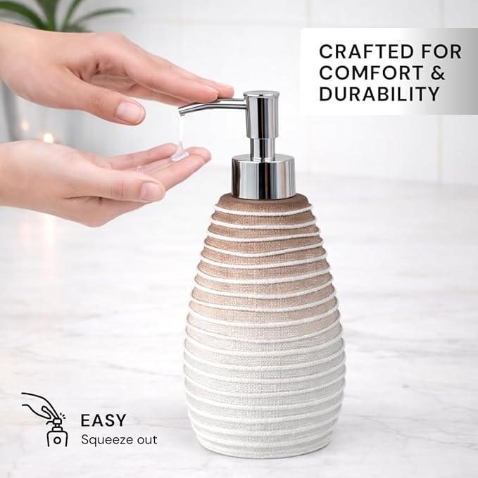 Decozen Bathroom Accessories Set 6Pcs – Soap Dispenser, Toothbrush Holder, Tumbler, Soap Dish & Cotton Swab Jar – Modern Bathroom Decor, Bath Set for Christmas Decor, Antonetta - ModernBath