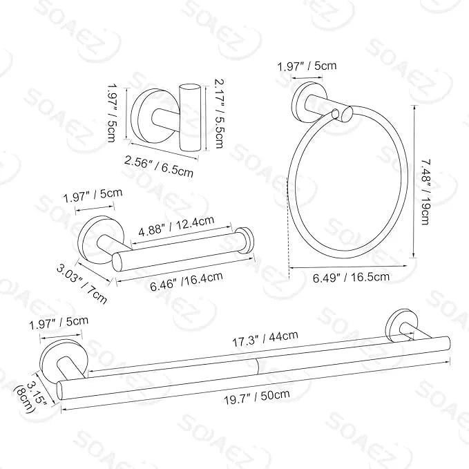 Matte Black Towel Bar Set Bathroom Hardware Set, 4-Piece Towel Holder Set for Bathroom SUS304 Stainless Steel Bathroom Accessory Set 19.68 in - ModernBath