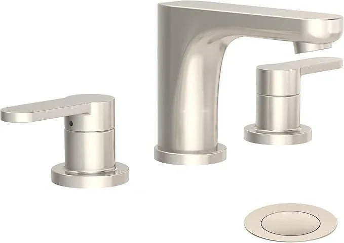 Symmons Identity Widespread Two-Handle Bathroom Faucet with Push Pop Drain (1.0 GPM), Satin Nickel - ModernBath