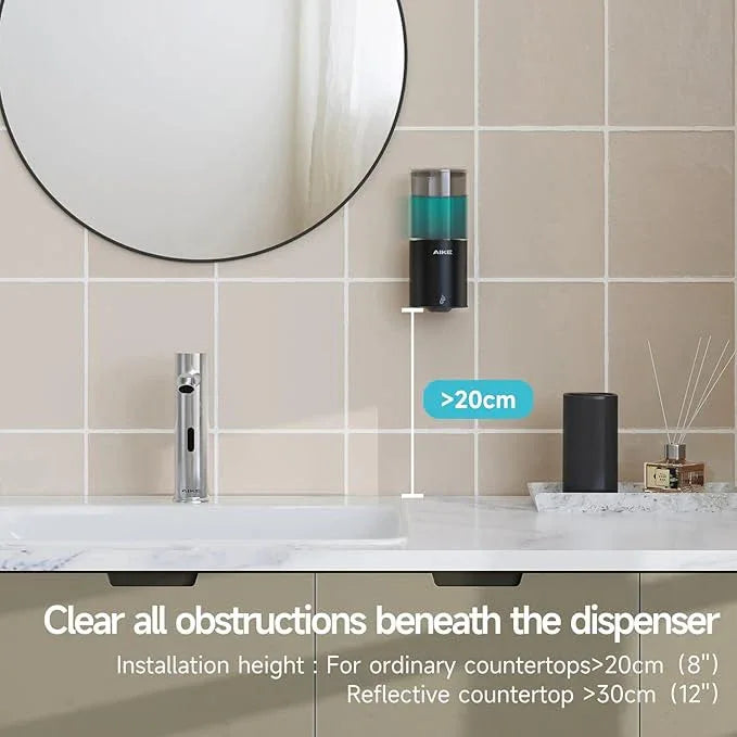 AIKE Automatic Wall Mount Liquid Soap Dispenser for Home and Commercial Bathroom 13.5oz IPX7 Waterproof,Matte Black Stainless Steel - ModernBath