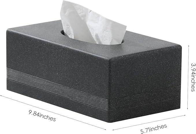 Haocoott Tissue Box Cover Rectangle, Resin Facial Tissues Holder Covers RectangularToilet Paper Holder Case Dispenser Home Decorative for Bathroom Kitchen Bedroom Living Room Office (Black) - ModernBath