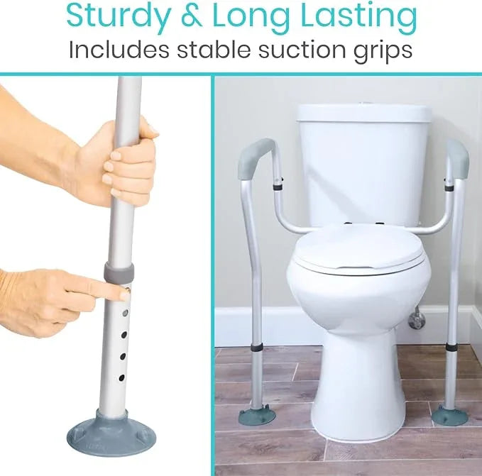 Vive Toilet Safety Rails for Seniors - Adjustable Grab Bars for Toilet - Toilet Safety Frame - Toilet Assistance for Elderly & Disabled - Toilet Seat with Handles - Bathroom Assist Bar Support Aid - ModernBath