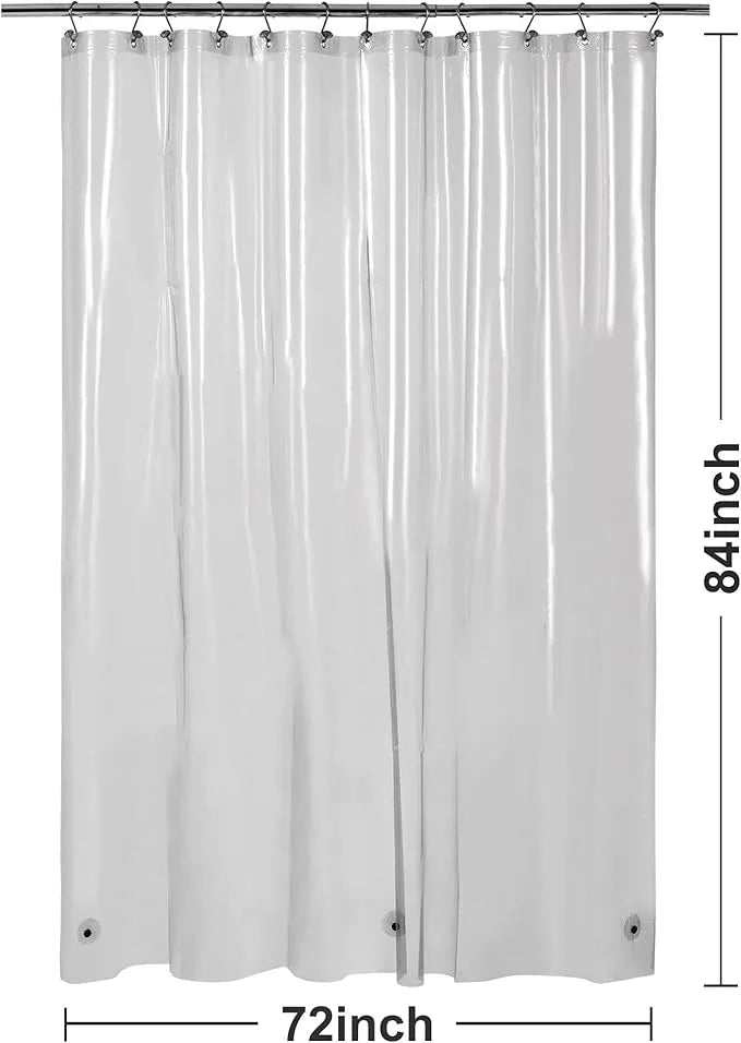 Barossa Design Extra Long Clear Black Shower Curtain Liner with 3 Magnets - 72" x 84" XL, Waterproof PEVA Lightweight Shower Liner for Bathroom, PVC Free, Metal Grommets - Clear Black, 72x84 - ModernBath