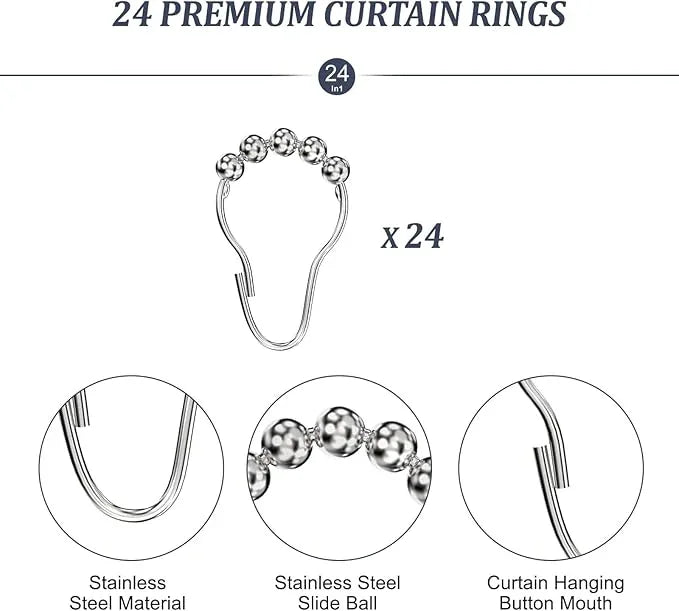 Shower curtain rod U/L shapd 29.5"x(59"-75") x29.5", adjustable shower curtain rod never rusts, curved shower curtain rod for bedroom, bathtub, closet, dressing room contains 24 hooks - silver - ModernBath