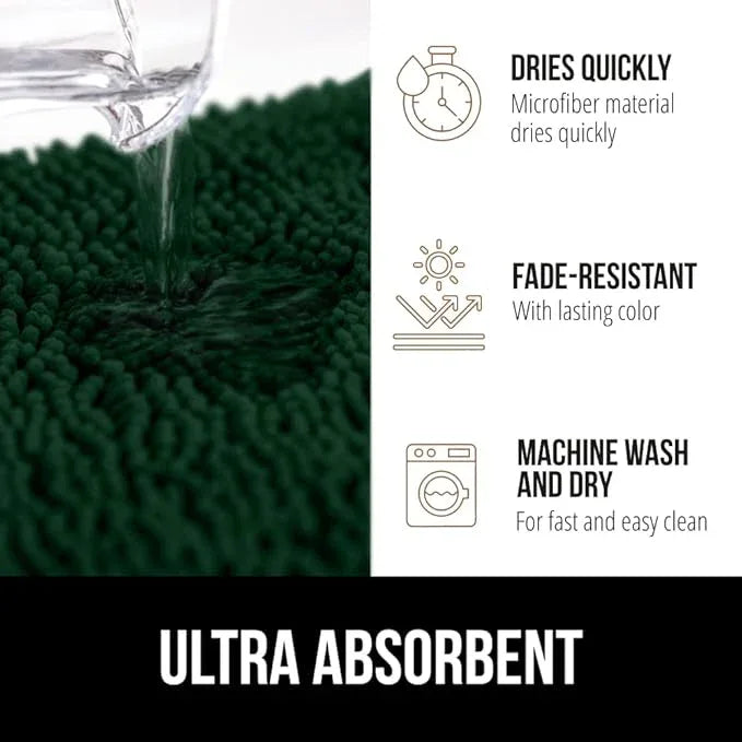 GORILLA GRIP Bathroom Rug Sets, Soft Chenille 2 Piece Area Rugs Set, Toilet Base Mat and 30x20 Carpet, Absorbent Microfiber Washable Mats Dry Quickly, Home Décor and Bath Room Accessories, Hunter - ModernBath