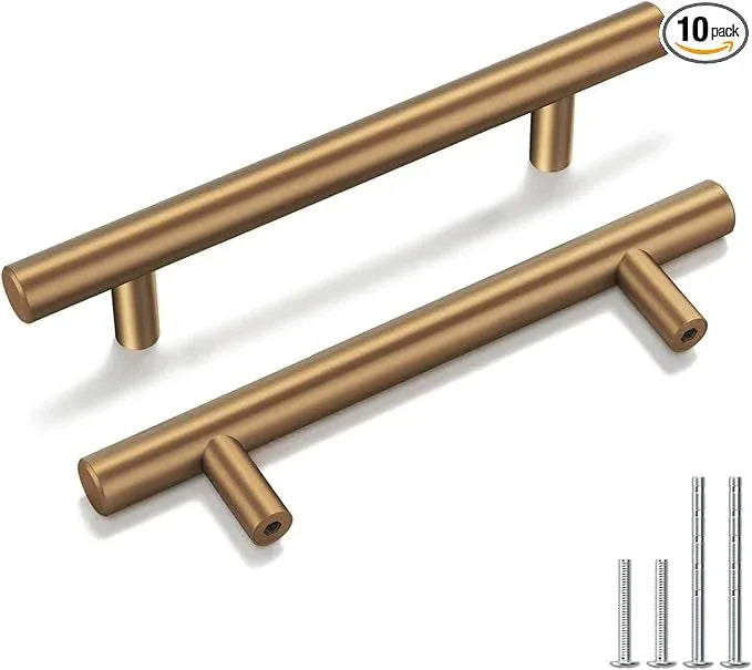 goldenwarm 10 Pack Champagne Bronze Cabinet Pulls Gold Cabinet Handles 3-3/4 inch(96mm) Champagne Drawer Handles Brushed Bronze Drawer Pulls Kitchen Bathroom Bedroom Dresser Furniture Hardware - ModernBath