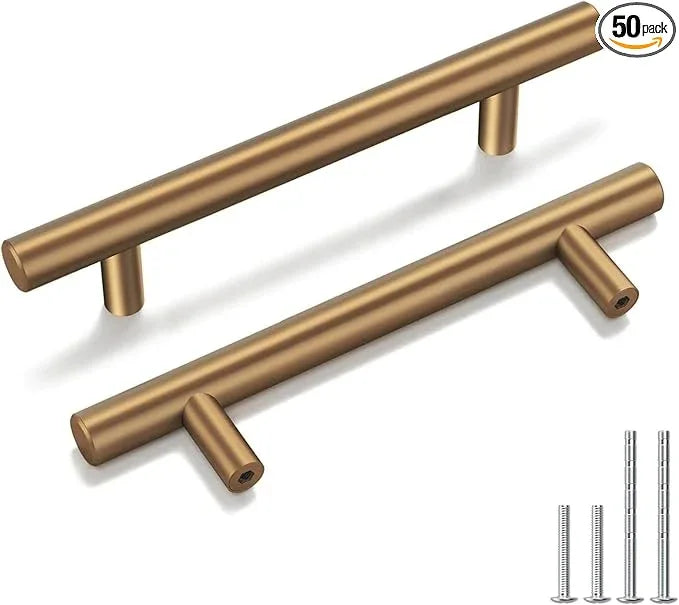 goldenwarm 50 Pack Champagne Bronze Cabinet Pulls Gold Cabinet Handles 3-3/4 inch(96mm) Champagne Drawer Handles Brushed Bronze Drawer Pulls Kitchen Bathroom Bedroom Dresser Furniture Hardware - ModernBath