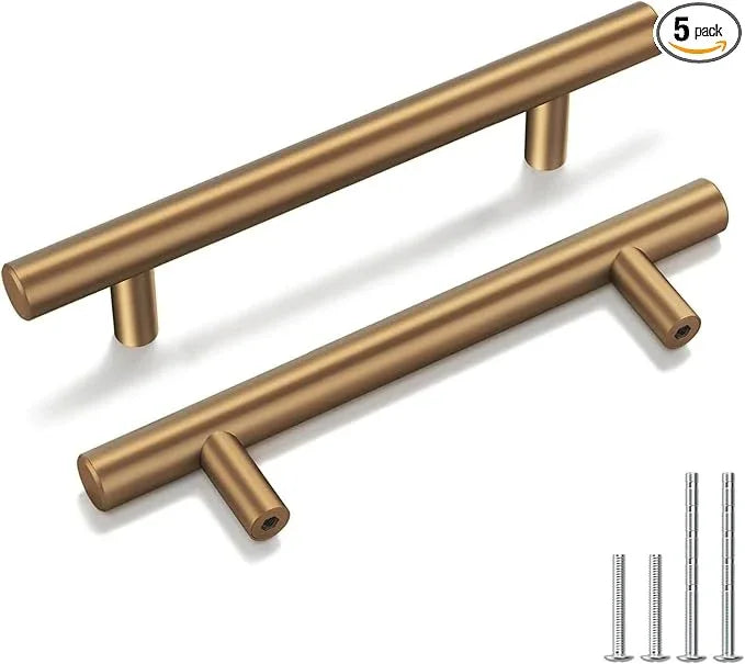 goldenwarm 5 Pack Champagne Bronze Cabinet Pulls Gold Cabinet Handles 3-3/4 inch(96mm) Champagne Drawer Handles Brushed Bronze Drawer Pulls Kitchen Dresser Door Hardware - ModernBath