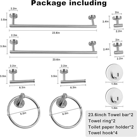 8 Pieces Bathroom Towel Rack Set, Includes 2PCS 23.6 inch Towel bar, 2PCS Towel Hook, 2 PCS Towel Ring, 2PCS Toilet Paper Holder-Matte Black Bathroom Accessories Sets - ModernBath