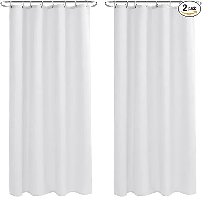 Nasitos Stall Fabric Shower Curtain Liners with Magnets 2 Pack - W54 x H78 - Water Repellent & Lightweight Long Stall Size Shower Curtains for Bath Tub, Machine Washable (White, Magnets Included) - ModernBath