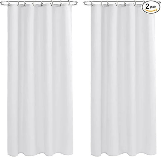 Nasitos Stall Fabric Shower Curtain Liners with Magnets 2 Pack - W54 x H78 - Water Repellent & Lightweight Long Stall Size Shower Curtains for Bath Tub, Machine Washable (White, Magnets Included) - ModernBath
