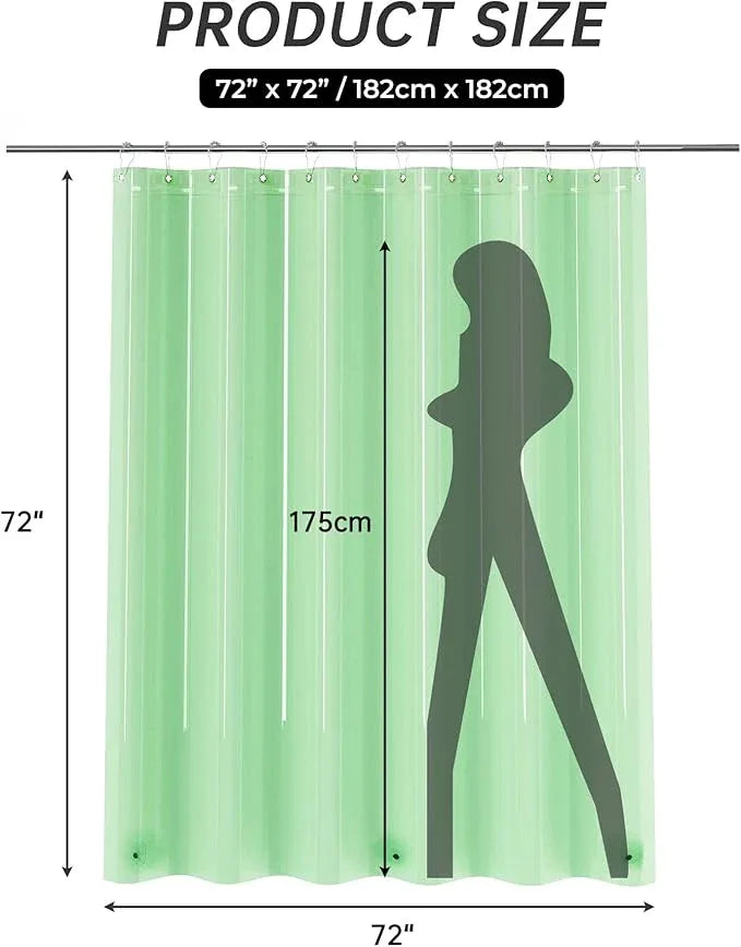AmazerBath Shower Curtain Liner, 72x72 Transparent Mint Green Shower Liner, Lightweight Plastic Shower Curtain Liners, Waterproof Shower Liner for Bathroom with 3 Magnets and 12 Grommet Holes - ModernBath