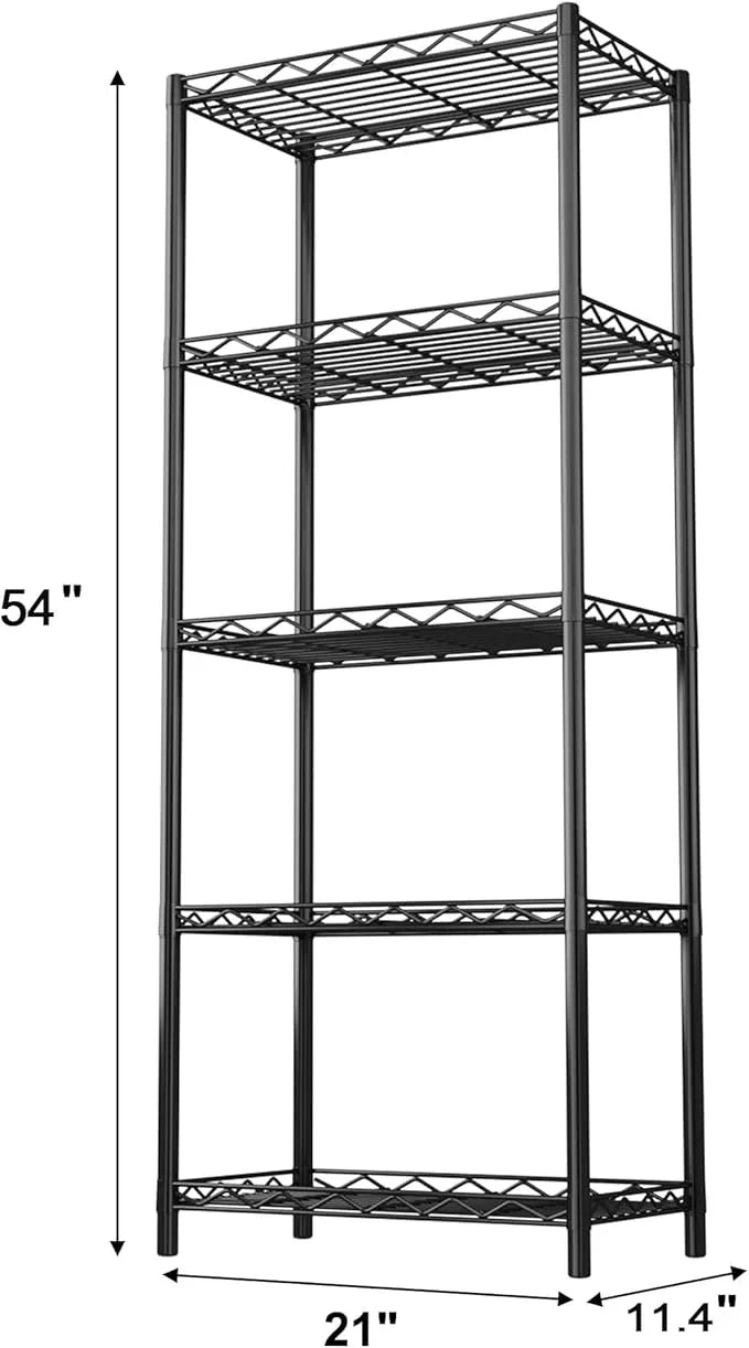 HOMEFORT 5-Tier Wire Shelving 5 Shelves Unit Metal Storage Rack Durable Organizer Perfect for Pantry Closet Kitchen Laundry Organization in Black - ModernBath