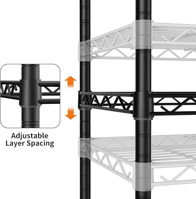 SINGAYE 4 Small Shelves Storage Shelf Wire Shelving Unit Metal Shelf Adjustable Organizers Storage Shelving with Wheels for Bathroom Laundry Room Kitchen Pantry12”D x 18”W x 45”H Black - ModernBath