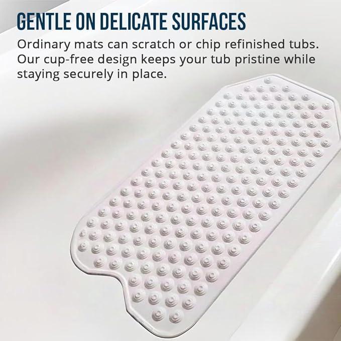 The Original Refinished Bathtub Mat - No Suction Cup Bath Mat, Designed for Textured and Refinished Bathtubs Made of Rubber Not Cheap Plastic, Great for Children and Elderly (Grey) - ModernBath