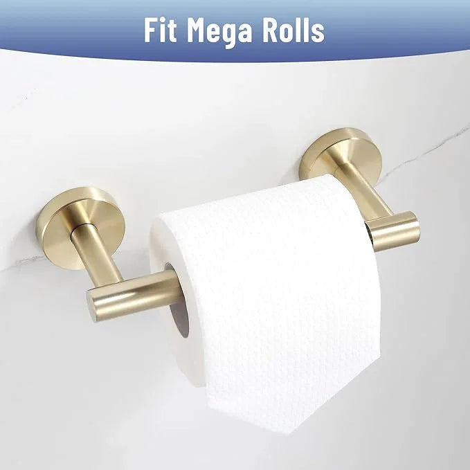 BVL Toilet Paper Holder Brushed Gold Wall Mount Stainless Steel 304 Large Mega Roll - ModernBath